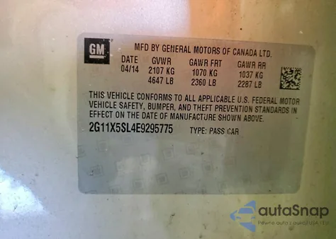 2014 Chevrolet Impala Ls from USA, damaged, VIN 2G11X5SL4E9295775